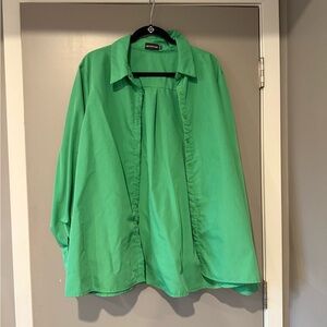 Green Oversized Button-Up Shirt